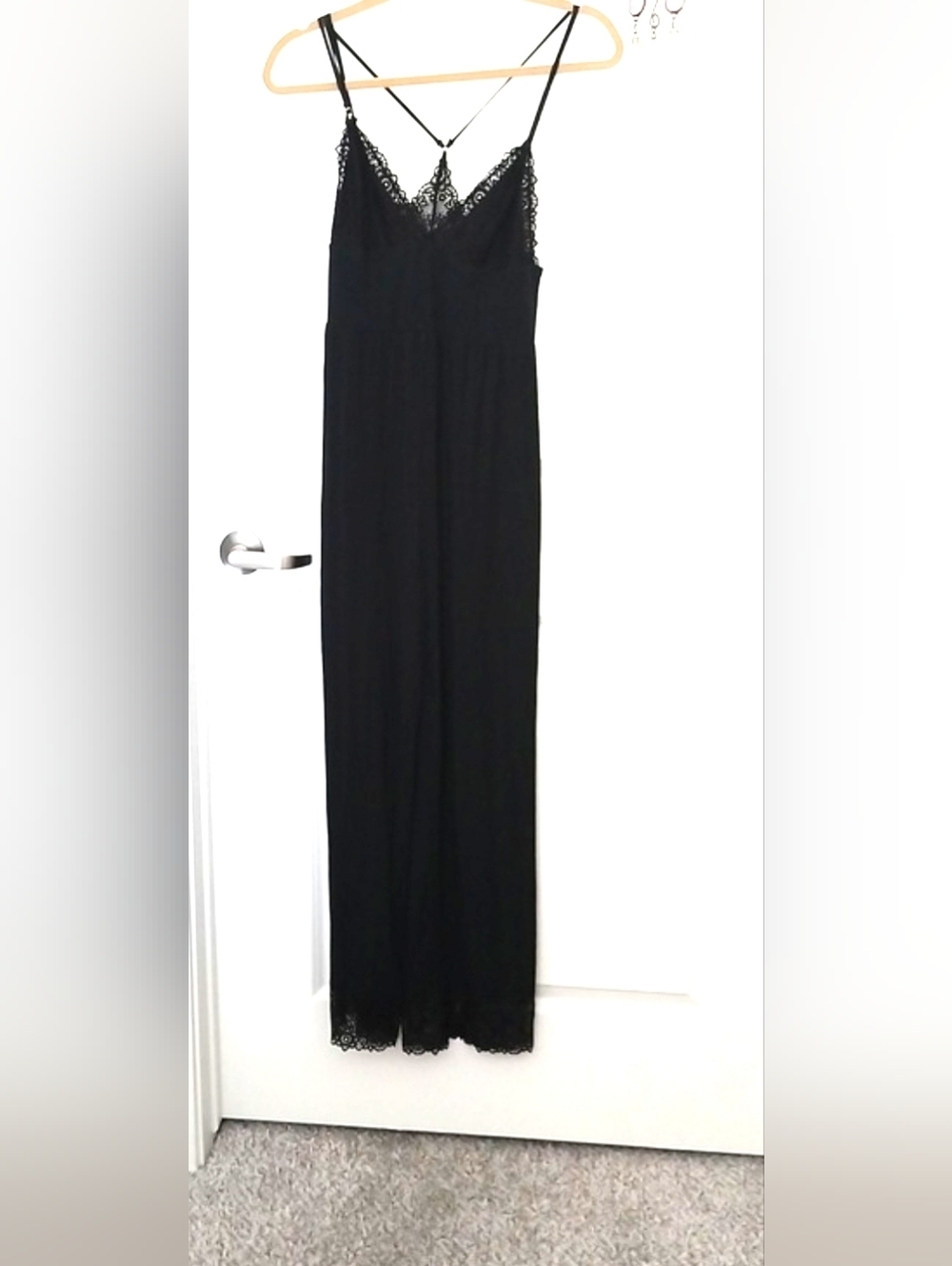Victoria's Secret Women's M Black Lace-Trim Jumpsuit